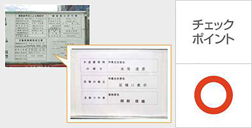 作業主任者(木建・足場等)及び、技術者(玉掛け)・管理者(仮設電気)の取得者氏名を提示している